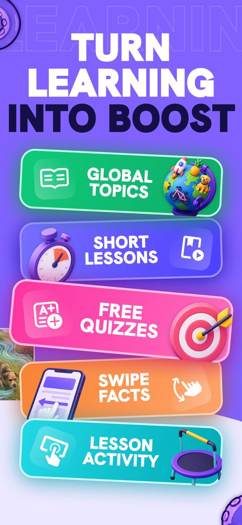 Factopus — global topics, short lessons, quizzes and the fact feed